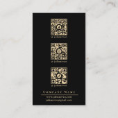 Moderne Luxe Black & Gold Monogram Social Media Visitenkarte (Rückseite)