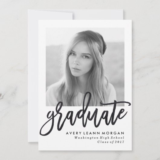 Moderne Luxe Black Script Graduation Party Einladung (Vorderseite)