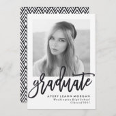 Moderne Luxe Black Script Graduation Party Einladung (Vorne/Hinten)