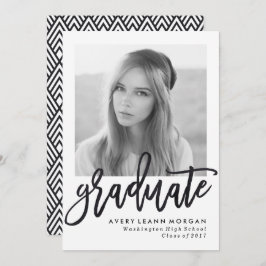 Moderne Luxe Black Script Graduation Party Einladung