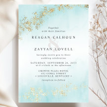 Moderne Luxe Gold Flecks Aquamarine Hochzeit mit W