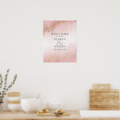Moderne Luxe Gold Flecks Blush Pink Hochzeit Willk Poster (Küche)