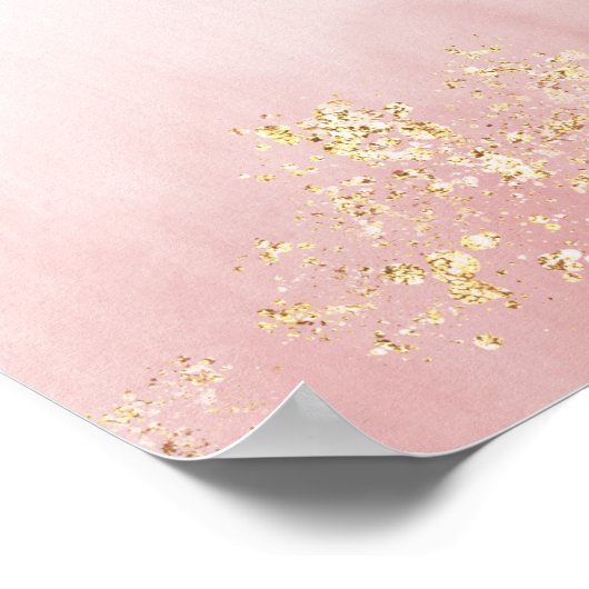 Moderne Luxe Gold Flecks Blush Pink Hochzeit Willk Poster (Ecke)