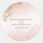 Moderne Luxe Gold Flecks Blush Pink Wedding Runder Aufkleber (Vorderseite)