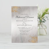 Moderne Luxe Gold Flecks Grau Mist Probe Dinner Einladung (Stehend Vorderseite)