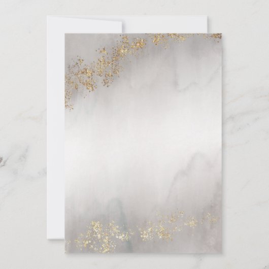 Moderne Luxe Gold Flecks Grau Mist Save the Date (Rückseite)