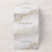 Moderne Luxe Gold Flecks Grau Wasserfarbenhochzeit All In One Einladung (Außenbereich)