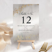 Moderne Luxe Gold Flecks Grau Watercolor Wedding T Tischnummer