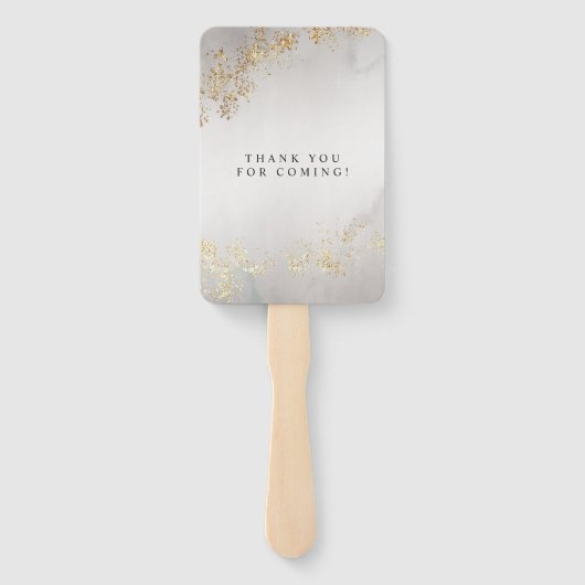 Moderne Luxe Gold Flecks Gray Mist Wedding Fächer (Rückseite)