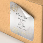 Moderne Luxe Gold Flecks Gray Wedding Vielen Dank Quadratischer Aufkleber