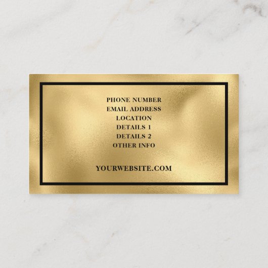 Moderne Luxe Imitate Gold Foil Metallic Business C Visitenkarte (Rückseite)