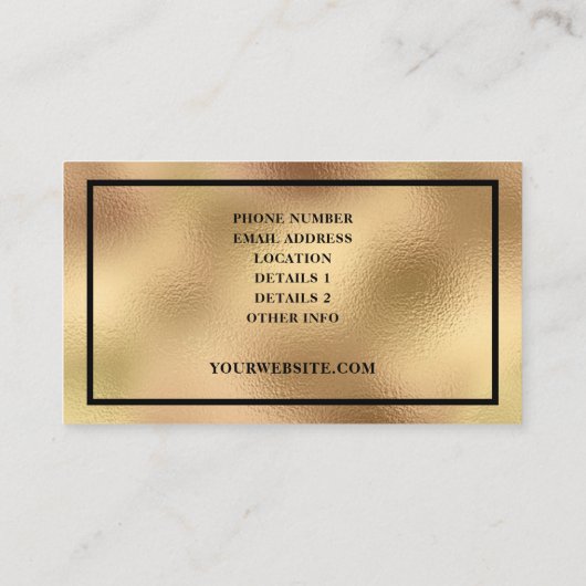 Moderne Luxe Imitate Gold Foil Metallic Visitenkarte (Rückseite)