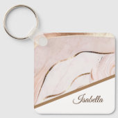 Moderne Luxe Marble Rose & Gold Schlüsselanhänger (Vorderseite)
