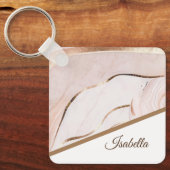 Moderne Luxe Marble Rose & Gold Schlüsselanhänger (Vorderseite)