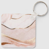 Moderne Luxe Marble Rose & Gold Schlüsselanhänger (Rückseite)