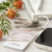 Moderne Luxe Marble Rose Gold Schlüsselanhänger (Vorderseite rechts)