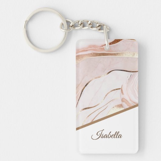 Moderne Luxe Marble Rose Gold Schlüsselanhänger (Vorderseite)