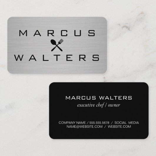 Moderne Luxe Metallic mit Icon Visitenkarte (Vorne/Hinten)