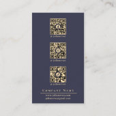 Moderne Luxe Navy Blue & Gold Monogram Social Medi Visitenkarte (Rückseite)