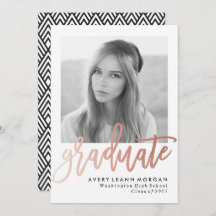 Moderne Luxe Rose Gold Lettering Graduation Party