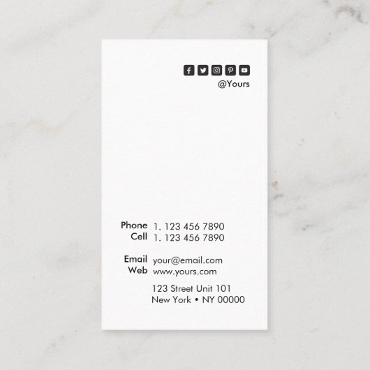 Moderne Luxe verlassen Herz-Form-Vertikale Visitenkarte (Rückseite)