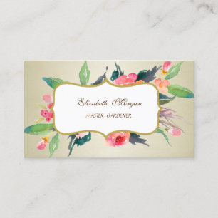 Moderne Luxuriöse Elegante-Aquarell-Blumen Visitenkarte