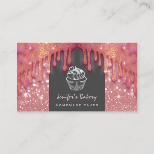 Moderne luxuriöse Glitterie-Tropfen niedliche Kuch Visitenkarte (Vorderseite)