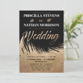 Moderne luxuriöse Gold Palm Blätter Chic Wedding Einladung (Stehend Vorderseite)