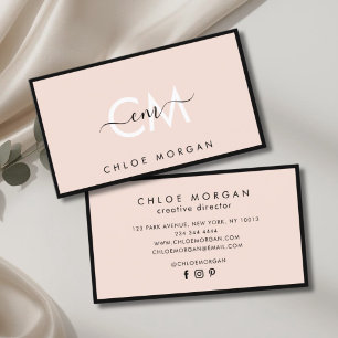 Moderne luxuriöse schwarz-schwarz-rosa Skriptsign Visitenkarte