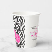 Moderne luxuriöse Schwarz-weiß- & rosa Hochzeit Pappbecher (Rechts)