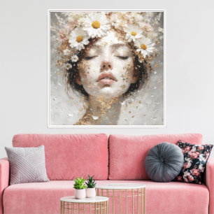 Moderne Luxuriöse Weibliche Porträt-Wandkunst Leinwanddruck