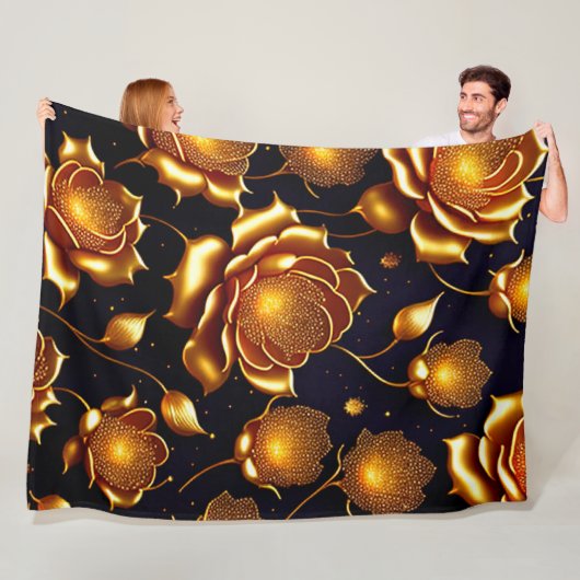 Moderne Luxus Big Gold Rose Collection Fleecedecke (Beispiel)