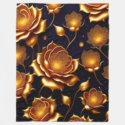 Moderne Luxus Big Gold Rose Collection Fleecedecke (Vorderseite)