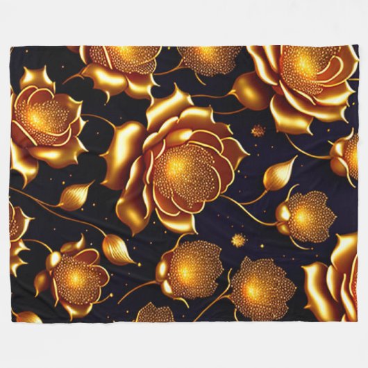 Moderne Luxus Big Gold Rose Collection Fleecedecke (Vorderseite (Horizontal))