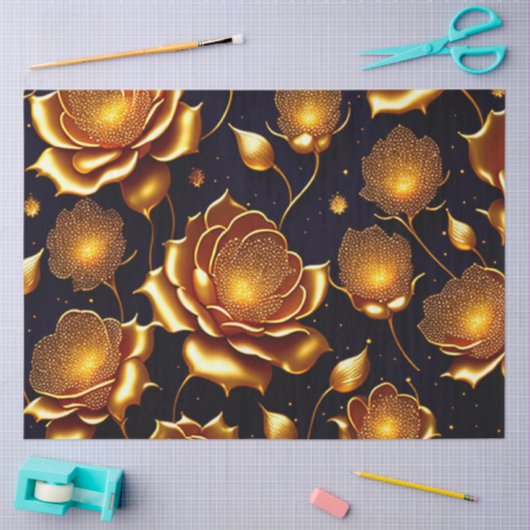 Moderne Luxus Big Gold Rose Collection Seidenpapier (Basteln)