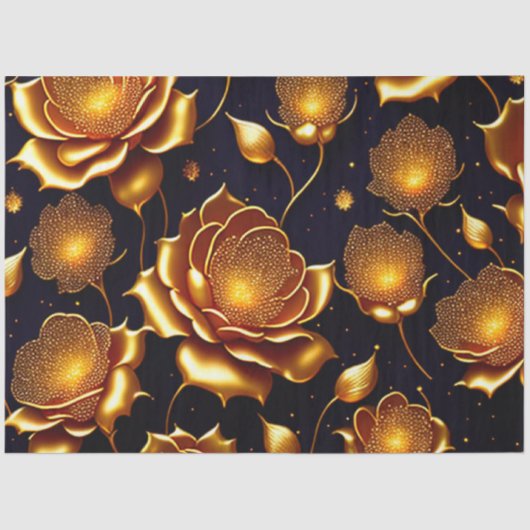 Moderne Luxus Big Gold Rose Collection Seidenpapier (Vorderseite)
