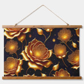 Moderne Luxus Big Gold Rose Collection Wandteppich Mit Holzrahmen (Vorne)