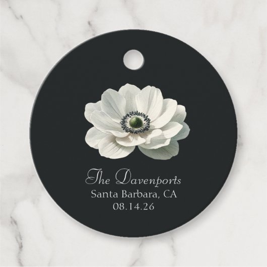 Moderne Luxus-Blume Schwarz-Weiß-Feierliche Hochze Geschenkanhänger (Vorderseite)