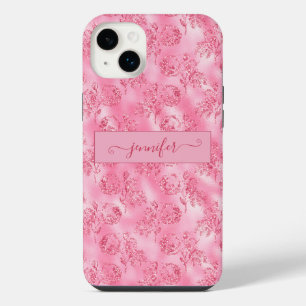Moderne Luxus-Blush-Rosa-Glitter-Rose Chic Glam iPhone 14 Plus Hülle
