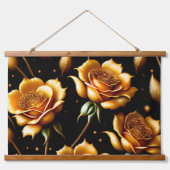 Moderne Luxus Boho Gold Rose Kollektion Wandteppich Mit Holzrahmen (Vorne)