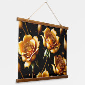 Moderne Luxus Boho Gold Rose Kollektion Wandteppich Mit Holzrahmen (Gewinkelt)