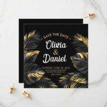 Moderne Luxus-Chic Black and Gold Tropical Palm