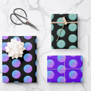 Moderne Luxus-Funkeln Lila Glitter Polka Dots Geschenkpapier Set