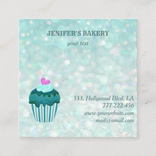 Moderne Luxus-Glitterie-Kuchen hausgemachte Bäcker Quadratische Visitenkarte (Rückseite)
