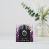 Moderne Luxus-Glitterie niedliche Kuchenbackerei Quadratische Visitenkarte (Stehend Vorderseite)