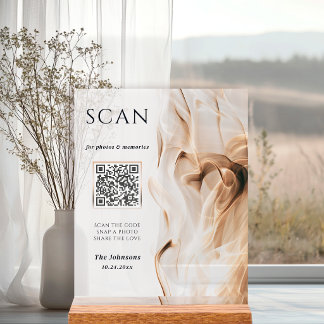 Moderne Luxus-Gold-Acryl-Hochzeits-QR-Code-Scan Acrylschild