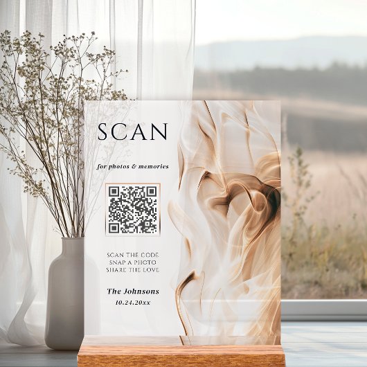 Moderne Luxus-Gold-Acryl-Hochzeits-QR-Code-Scan Acrylschild