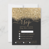 Moderne Luxus Gold Black Glitzer Confetti Wedding RSVP Karte (Vorderseite)