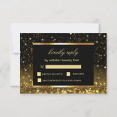 Moderne Luxus Gold Black Glitzern RSVP Karte (Vorderseite)