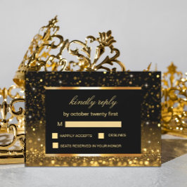 Moderne Luxus Gold Black Glitzern RSVP Karte